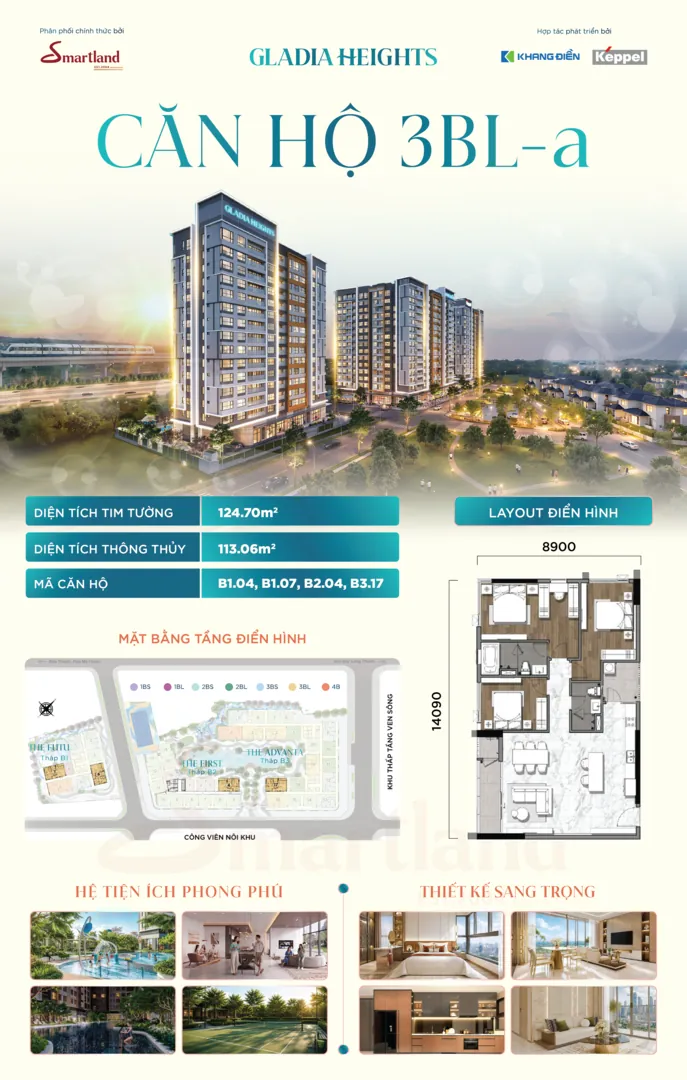 Chi tiết căn hộ 3BL-a — Gladia Heights