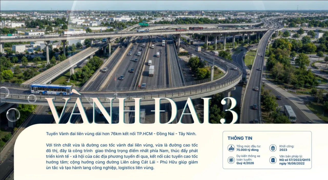 Vành Đai 3 TP.HCM — tuyến liên vùng hơn 76km, thông xe toàn tuyến Quý 4/2026