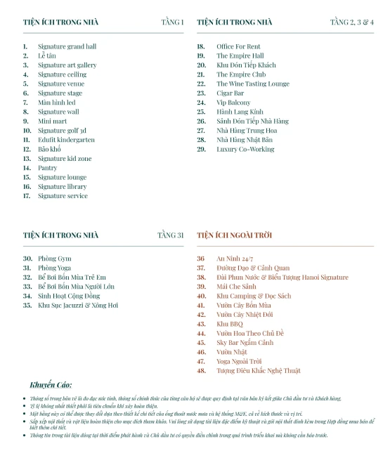 Hanoi Signature tiện ích