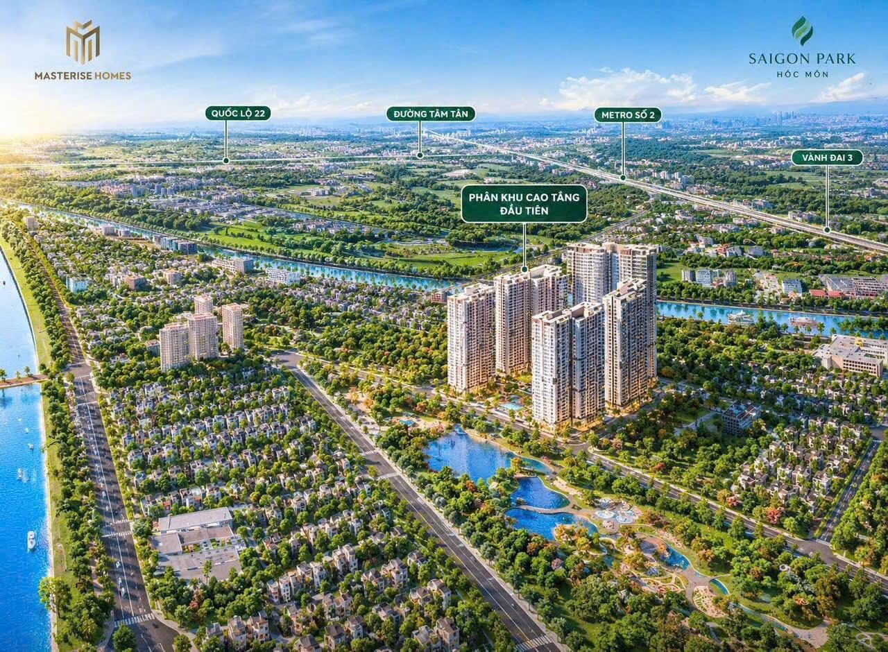 Sơ đồ liên kết vùng của dự án, có chú thích Quốc lộ 22, đường Tam Tân, metro số 2 và Vành đai 3