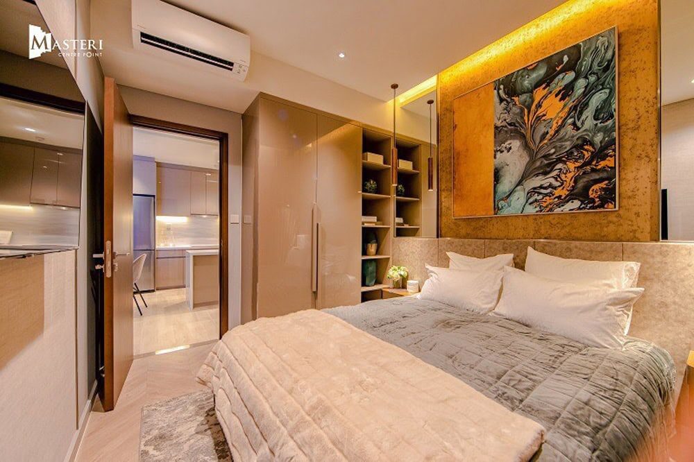 Phòng ngủ căn hộ bàn giao thuộc bộ sưu tập Masteri