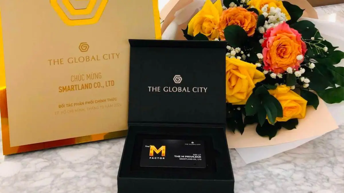 Thư chúc mừng và thẻ đại lý The M Privilege của The Global City gửi Smartland, đối tác phân phối chính thức