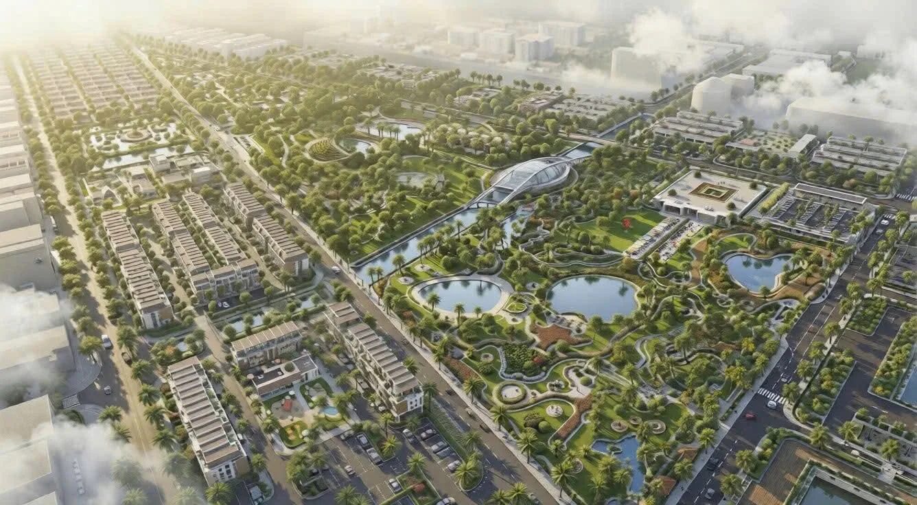 Phối cảnh toàn cảnh khu đô thị Vinhomes Saigon Park nhìn từ trên cao