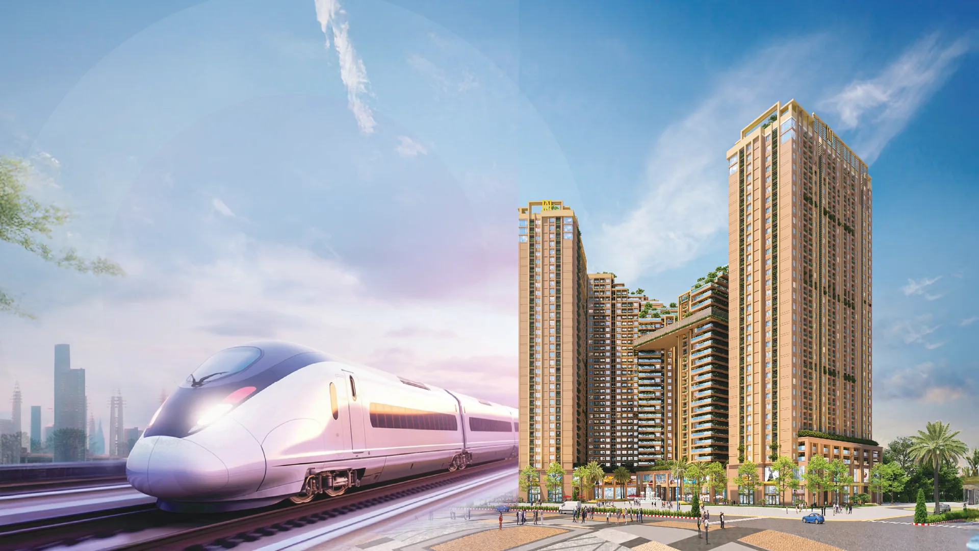 Phối cảnh Nam Mekong Grand Plaza và tuyến Metro