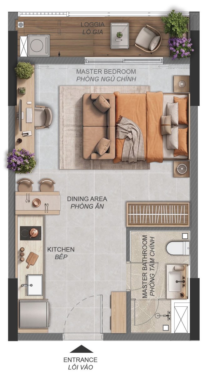 Mặt bằng Studio, mã ST1.1a, Mặt bằng