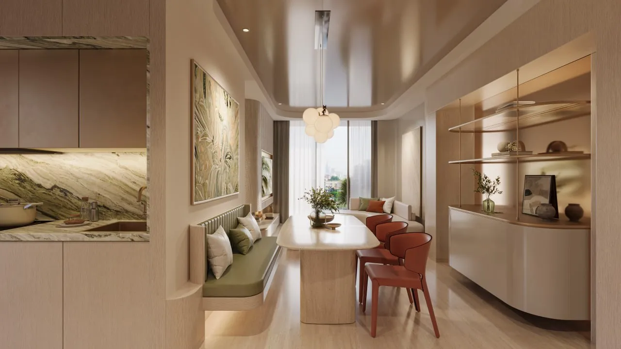 Căn hộ 2 phòng ngủ Palm River — Bếp & bàn ăn