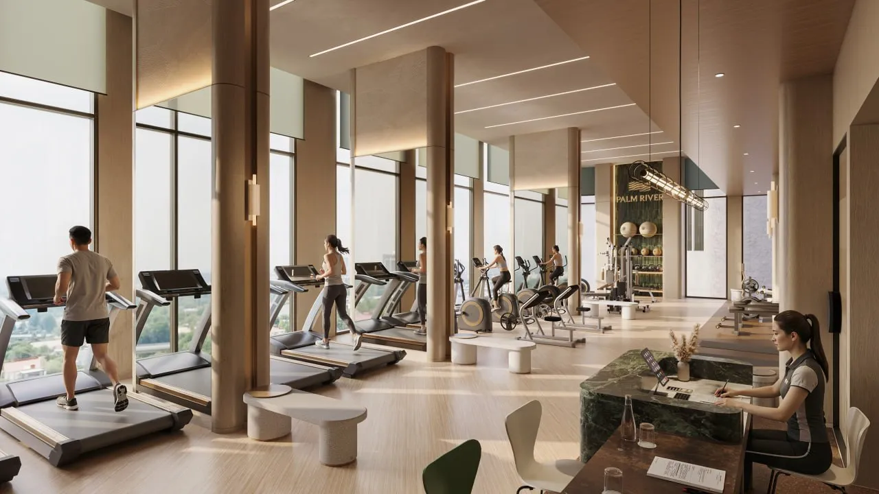 Phòng gym view sông