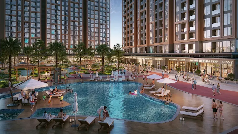 Phối cảnh bể bơi ngoài trời The Parkland