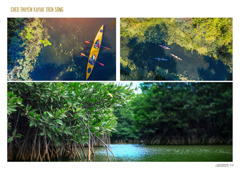 Hoat dong cheo thuyen Kayak cua khu biet thu Lagoona Binh Chau