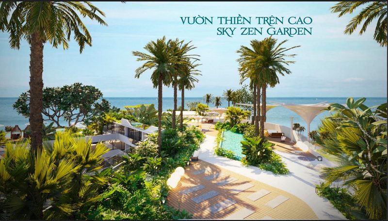Vườn thiền trên cao Sky Zen Garden là một trong các tiện ích chăm sóc sức khỏe Charm Resort Ho Tram