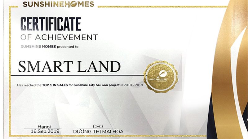 Smartland - đại lý bán hàng xuất sắc nhất dự án Sunshine City Sài Gòn quận 7