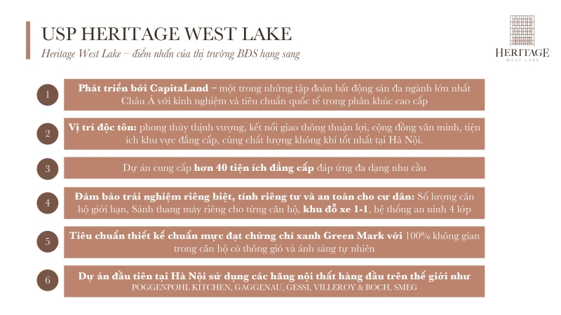 Ưu điểm dự án Heritage West Lake Hà Nội: Đầu tư hấp dẫn tại Heritage West Lake Hà Nội