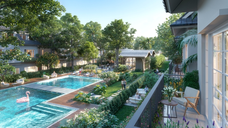 Phối cảnh hồ bơi tại Central Clubhouse thuộc phân khu Central Island