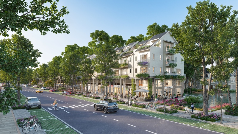 Shophouse tại Central Island với một mặt hướng đại lộ, một mặt hướng mặt nước xanh mát