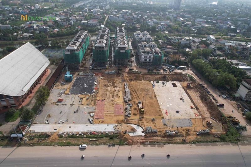 Tiến độ Menas Zone Vỹ Dạ - Hạ tầng nội khu đang dần hoàn thiện chuẩn bị đưa vào vận hành