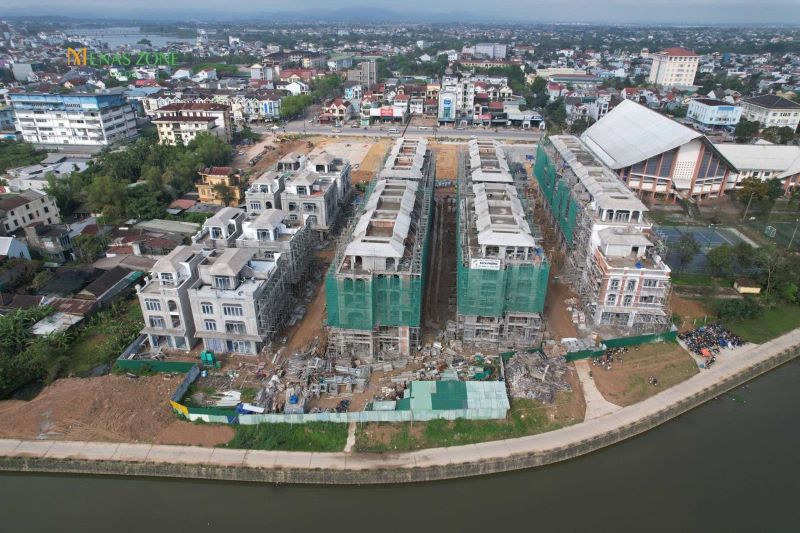 Tiến độ Menas Zone Vỹ Dạ - Biệt thự kinh doanh đã dần thành hình và sẽ sớm bàn giao trong năm 2025