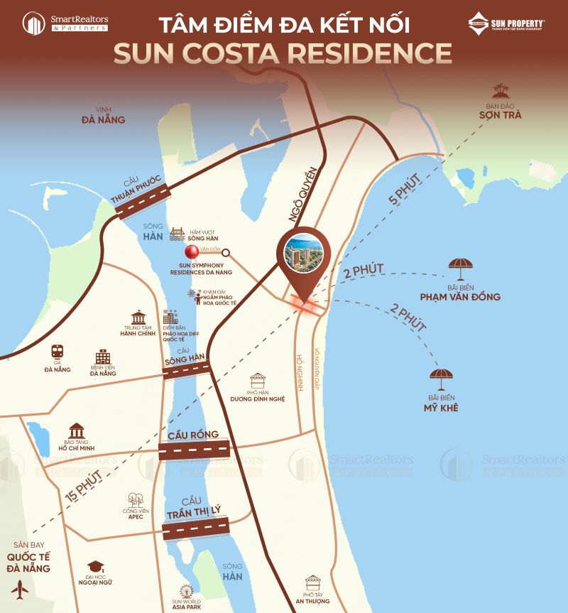 Căn hộ Sun Costa Residence Đà Nẵng gần kề các công trình mang tính biểu tượng tại Đà Nẵng