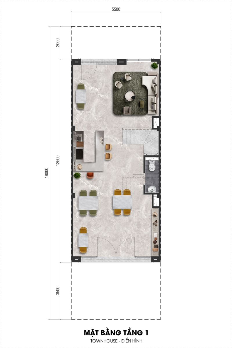 Mặt bằng thiết kế Townhouse Central Bay (để kinh doanh hoặc cho thuê)