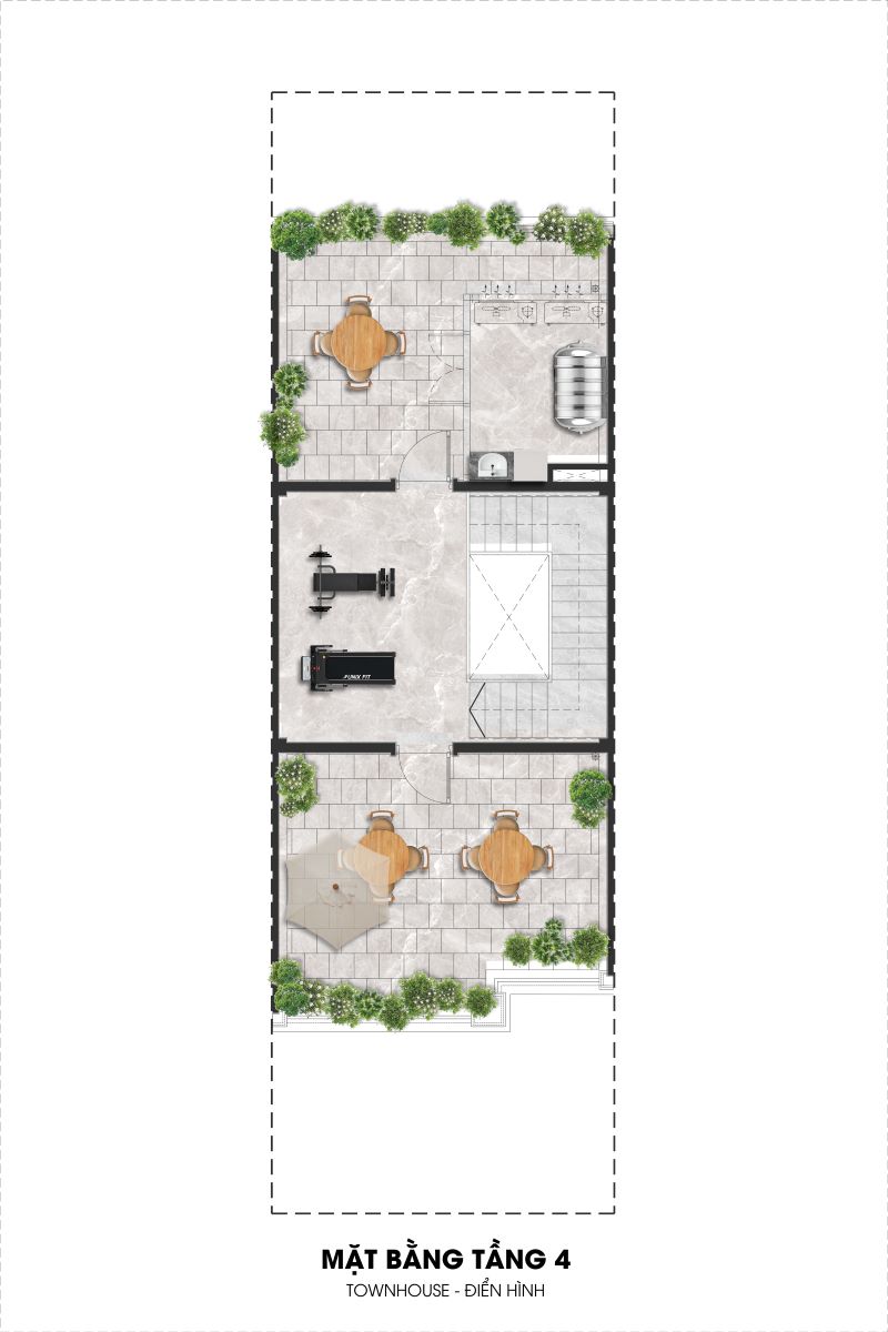 Mặt bằng thiết kế tầng 4 Townhouse Central Bay 