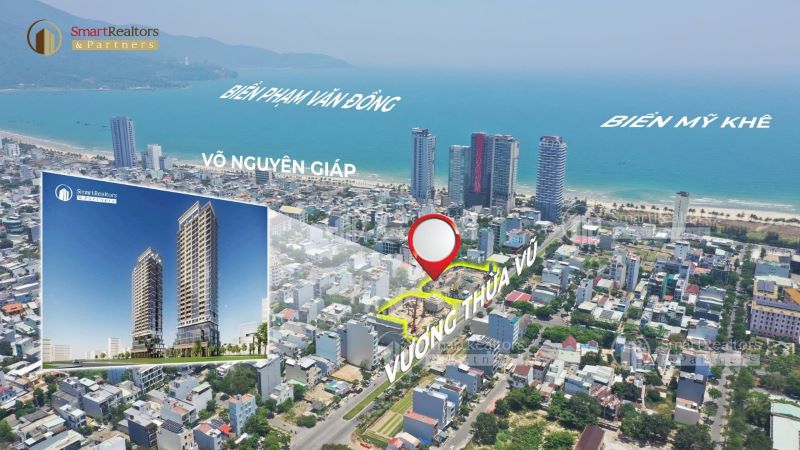 Vị trí căn hộ Sun Group Vương Thừa Vũ tọa lạc tại quỹ đất 3 mặt tiền cách bãi biển Phạm Văn Đồng và Mỹ Khê chỉ 300m