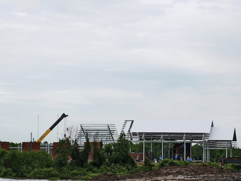 Tiến độ Blanca City tháng 6/2025 - khu vực nhà đầu đang được triển khai gấp rút để kịp thời gian mở bán giai đoạn 1
