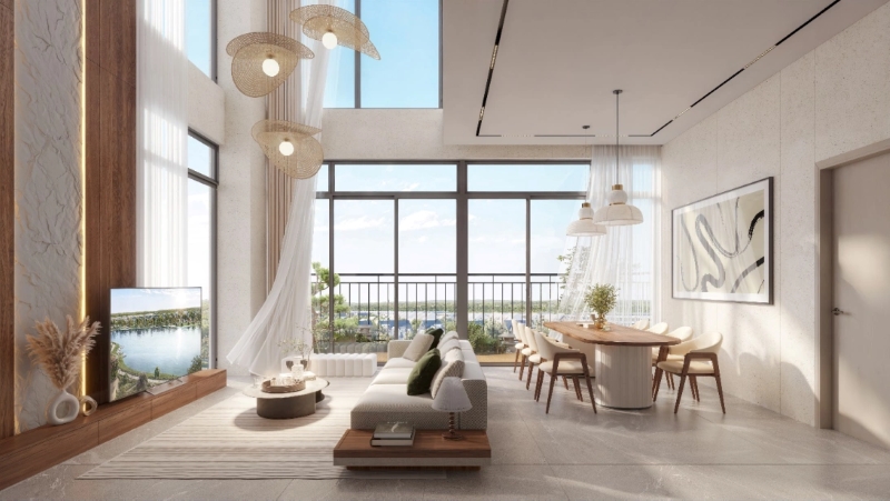Các dòng căn hộ từ 1PN đến Penthouse được bố trí tối ưu tầm nhìn, ban công phủ cây xanh hướng hồ Thiên Nga.