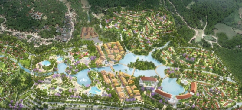 Tổ hợp nghỉ dưỡng khoáng nóng Sun Group Hòa Bình – biểu tượng wellness resort trong chuỗi các dự án Sun Group ở Hòa Bình.