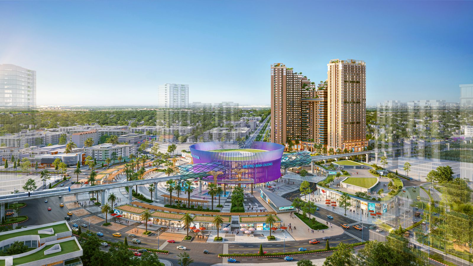 phối cảnh tổng thể nam mekong grand plaza cạnh wtc thành phố mới bình dương