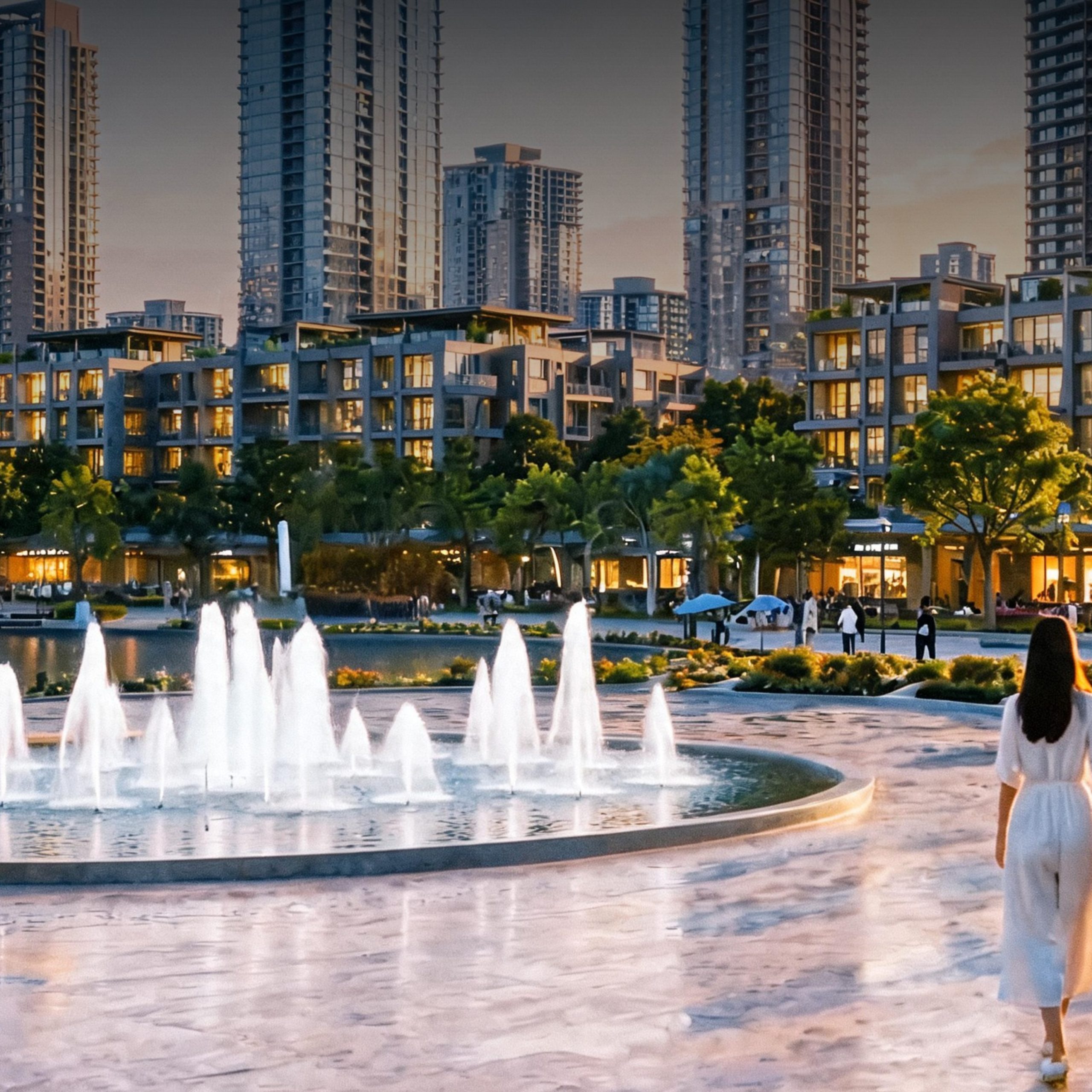 Phối cảnh quảng trường trung tâm khu đô thị Forestia Park Phố Nối tại phường Mỹ Hào