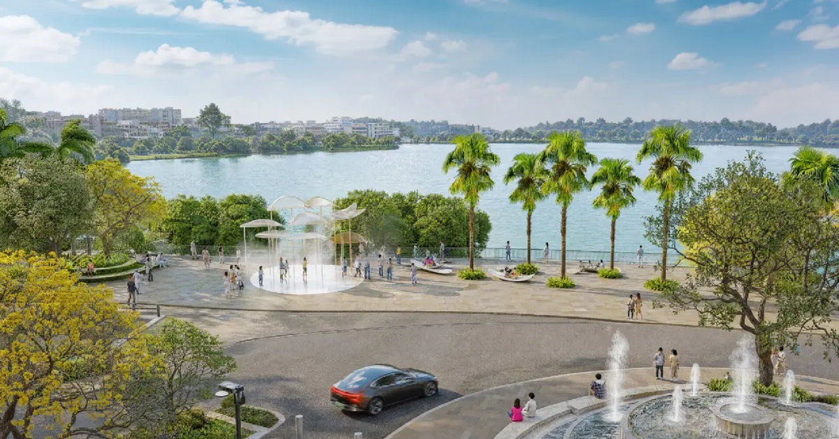 phối cảnh quảng trường ven sông palm river nam rạch chiếc