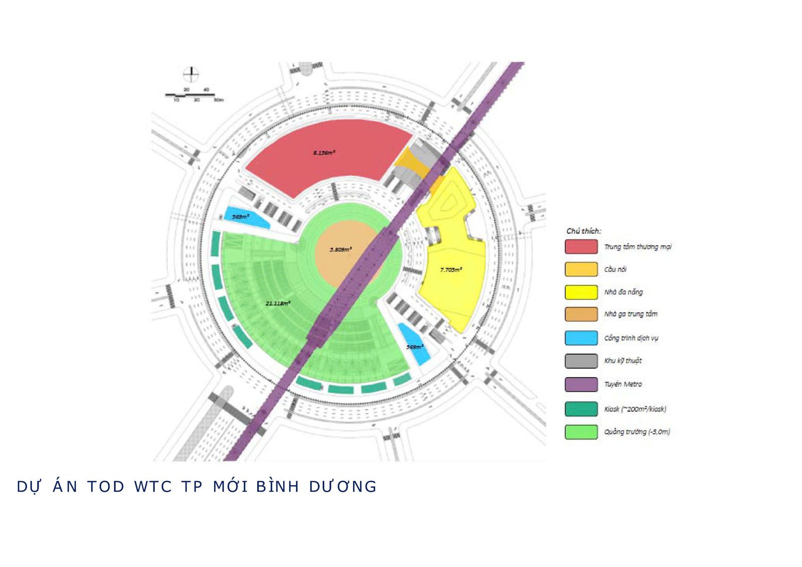 Sơ đồ công năng khu TOD WTC Bình Dương
