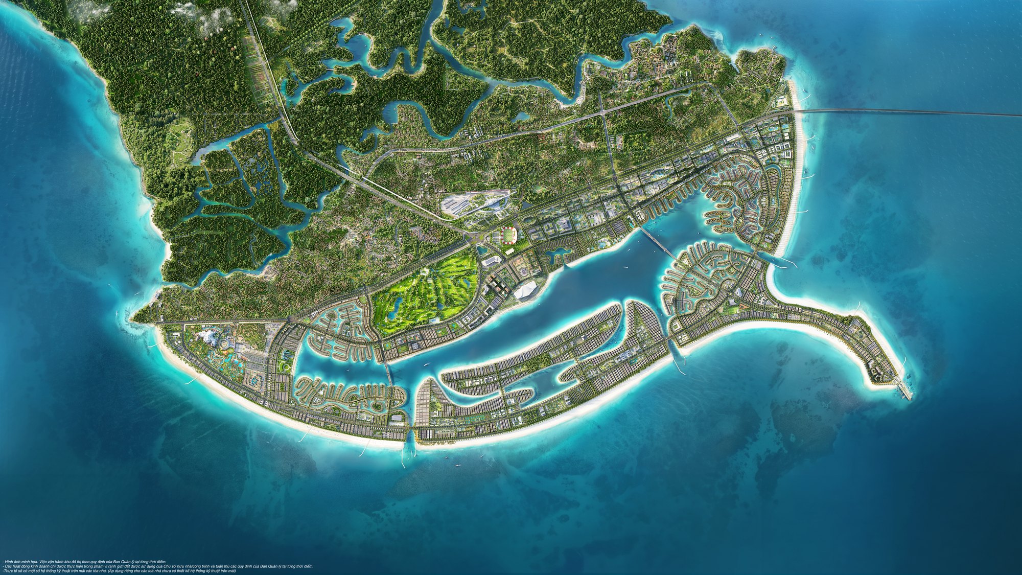 mặt bằng tổng thể Vinhomes Green Paradise nhìn từ trên cao, các phân khu và biển hồ Paradise Lagoon
