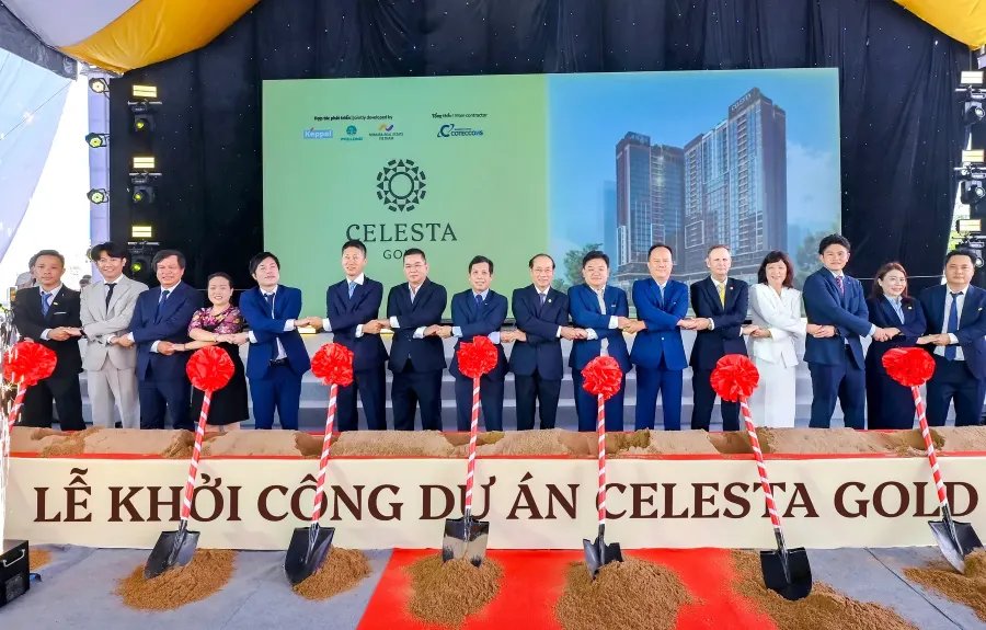 Đại diện các đơn vị phát triển và tổng thầu tại lễ khởi công Celesta Gold ngày 07/05/2026